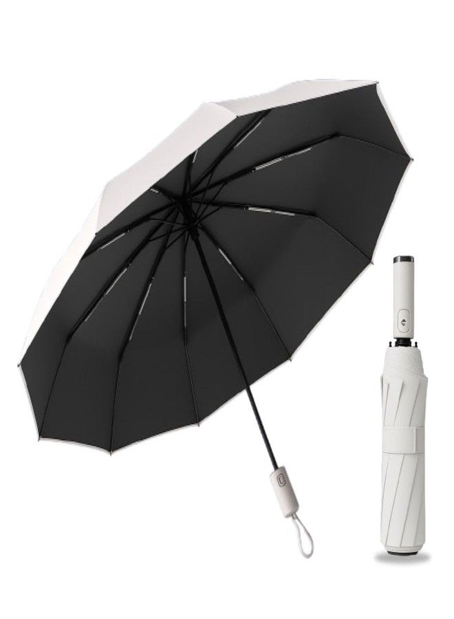 STAR WORK UV Protection Travel Umbrella - Compact Folding Umbrella for Sun & Rain - Windproof, Waterproof, Auto Open/Close - Portable & Lightweight for Women & Men. (WHITE) - Image 1